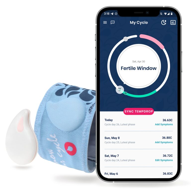 Tempdrop Fertility and Ovulation Digital Thermometer Tracker – Wearable Basal Body Temperature (BBT) Monitoring Sensor and Fertility Charting App Includes Comfortable Armband (S/M – 8.5-15.5 inch) - Image 3