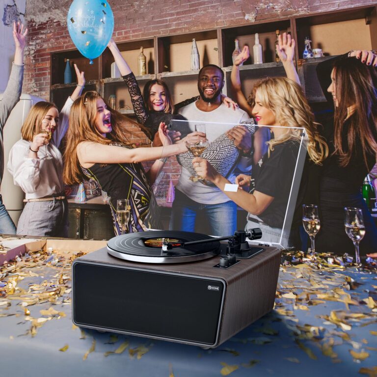 All in One Vinyl Record Player, Bluetooth Turntable with Built in 4 Stereo Speakers Phono Preamp, High Fidelity Turntables for Vinyl Records with Magnetic Cartridge AT-3600L MM, Belt Drive 2-Speed - Image 2