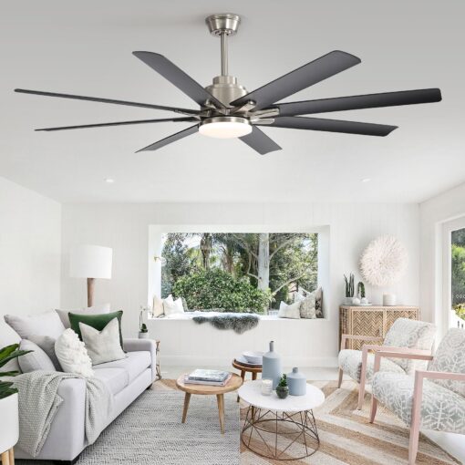 Sofucor 66 Inch Smart Ceiling Fan with Lights and Remote, APP Control, Compatible with Alexa/Google, Indoor Outdoor Low Profile Black Ceiling Fan with 3 Downrod for Living Room Farmhouse Patio - Image 9