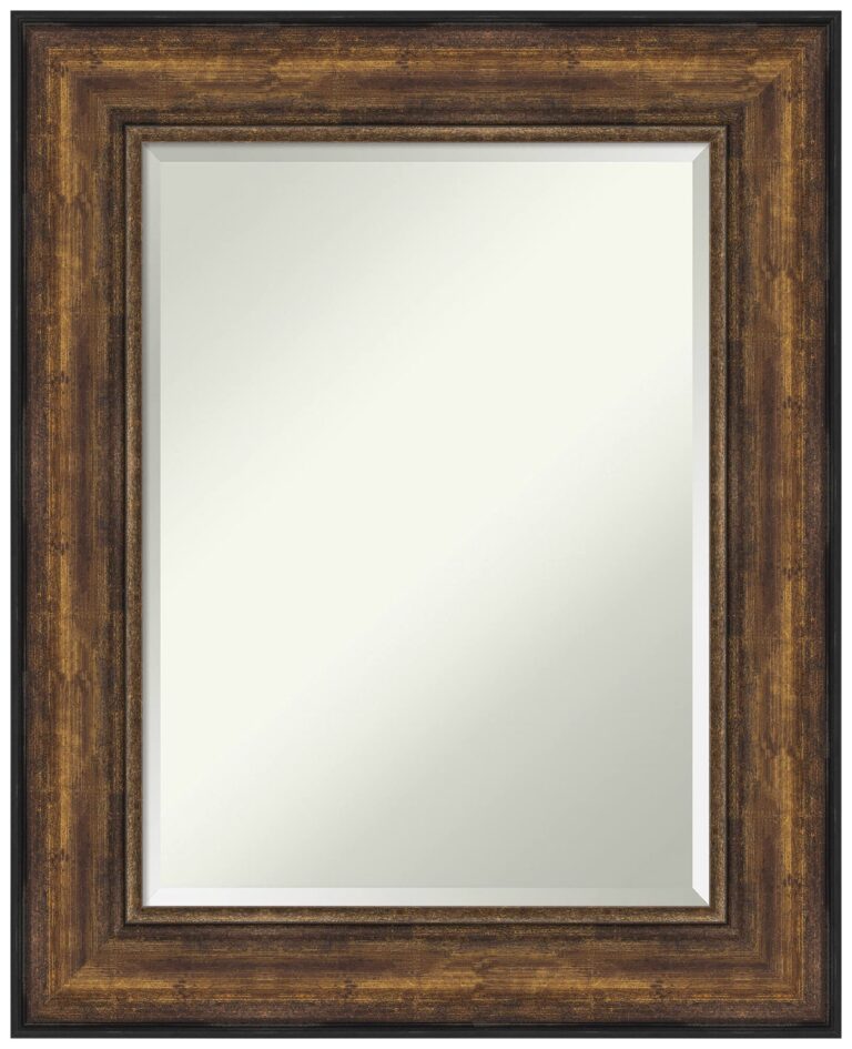 Amanti Art Bronze Bathroom Mirror for Over Sink, 32x26 Ballroom Bronze Rectangle Vanity Mirror, Medium Traditional Frame, Hangs Horizonally and Vertically, Bathroom Wall Decor, Beveled Edge
