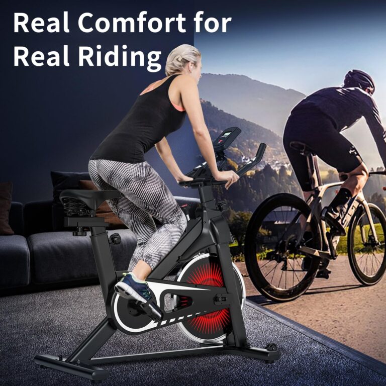 UPREIGN Indoor Cycling Bike - Adjustable Resistance Stationary Bike for Home Exercise, Indoor Cycling Bike with Smartphone Holder, LCD Display and Heart Rate Monitor, Blue - Image 5