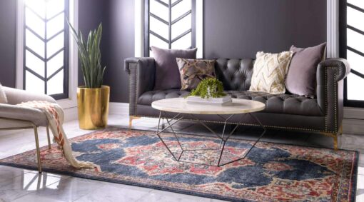 Unique Loom Utopia Collection Traditional Classic Vintage Inspired Area Rug with Warm Hues, 8' x 10' Rectangle, Dark Blue/Beige - Image 9