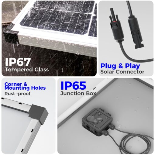 Voltset 200W 12V Solar Panels, High Efficiency 9BB Cell Monocrystalline Solar Panel IP67 Waterproof, Suitable for RV, Marine, Rooftop, Home, Yacht, Off-Grid Applications (2-Pack 100W) - Image 6