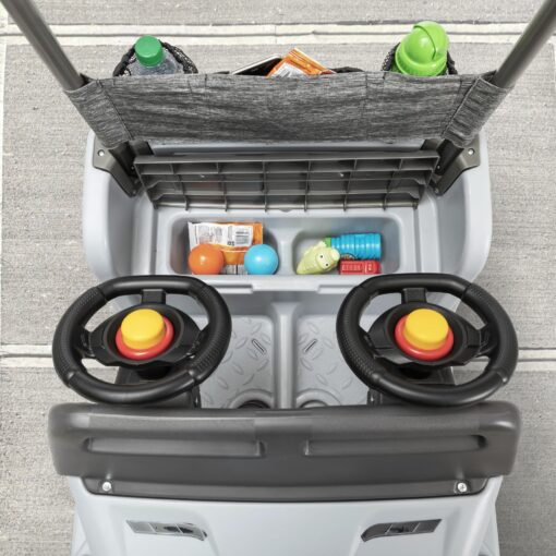 Step2 Side-by-Side Push Around SUV, Kids Push Car, 2 Seats, Stroller Substitute, Includes Seat Belts & Horns, Made of Durable Plastic, Max Weight 100 lbs., for Toddlers 1.5-5 Years Old, Gray - Image 5