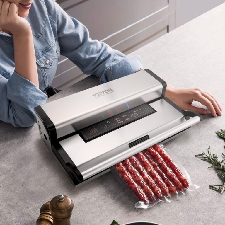 VEVOR Vacuum Sealer Machine, 95Kpa 350W Powerful Dual Pump and Dual Sealing, Dry and Moist Food Storage, Automatic and Manual Air Sealing System with Built-in Cutter, with Seal Bag and External Hose - Image 4