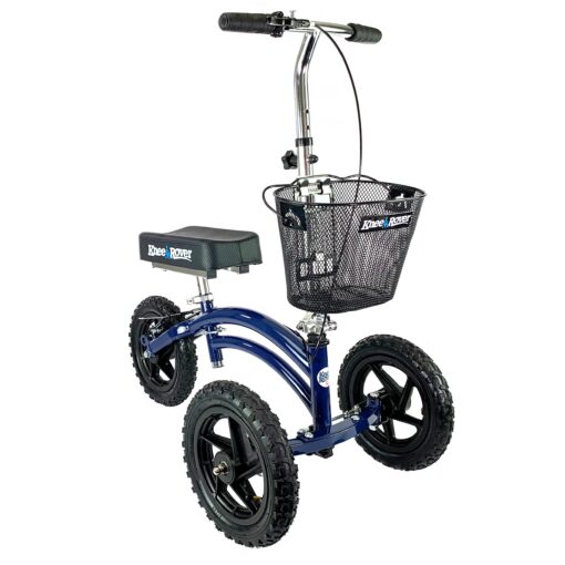 KneeRover Original Steerable All Terrain Knee Scooter for Adults for Foot Surgery Heavy Duty Knee Walker for Broken Ankle Foot Injuries - Leg Recovery Scooter Best Knee Crutch Alternative (Blue)