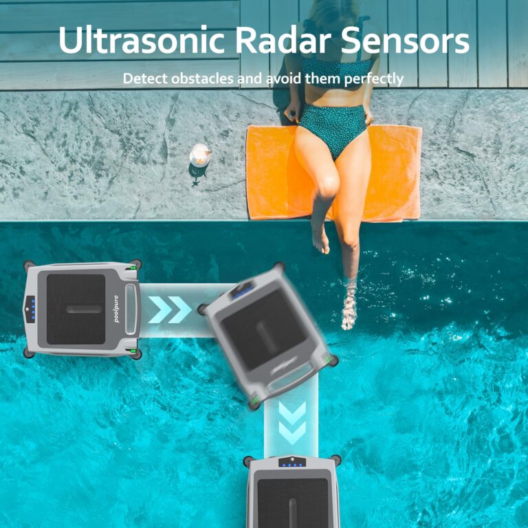 POOLPURE Pool Skimmer Robot with Solar Panel Automatically Design, Pool Surface Skimmer Robotic, Twin Motors Automatic Pool Skimmer (Skimmer with Solar Panel) - Image 6