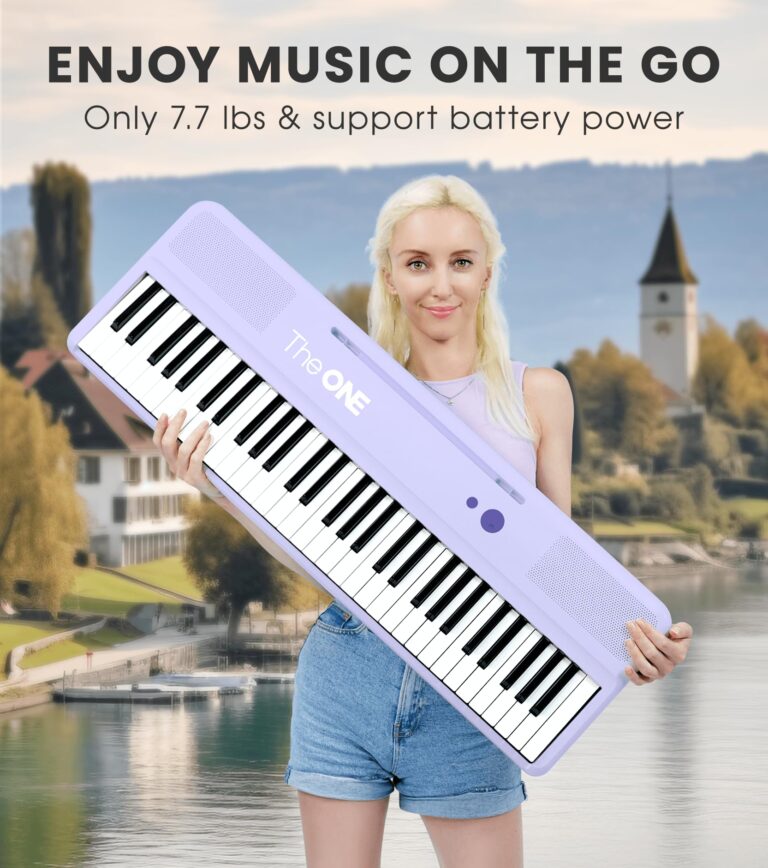 The ONE Smart Keyboard COLOR 61 Lighted Keys Piano Keyboard, Electric Piano for Beginners with 256 Tones, 64 Polyphony, Built-in LED Lights & Apps, Supports USB MIDI/Headphones (Purple) - Image 5