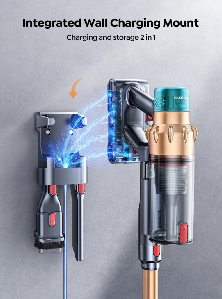 Cordless Vacuum Cleaner, 550W 45KPA 60 Mins Runtime Self-Standing Vacuum Cleaners for Home, Stick Vacuum with Charging Dock Station Removable Battery, Handheld Vacuum for Pet Hair/Carpet/Floor - Image 5