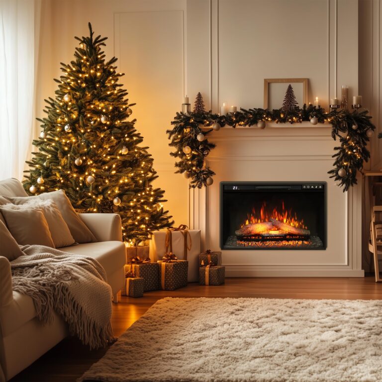 Oxhark Flame 26 Inches Electric Fireplace Inserts, 1500W Wall Recessed with Remote Control, Timer, 6 Brightness and 5 Speeds, Overheating Protection, Fireplace Heater for Indoor Use - Image 7