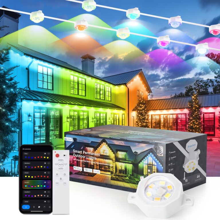 LPDISPLAY Permanent Outdoor Lights Pro 100ft with 80LEDs,RGB Cool Warm Light Smart permanen Outdoor Lights, Outdoor Christmas Lights for Outside House Decor All Year, Halloween, Christmas, Holiday