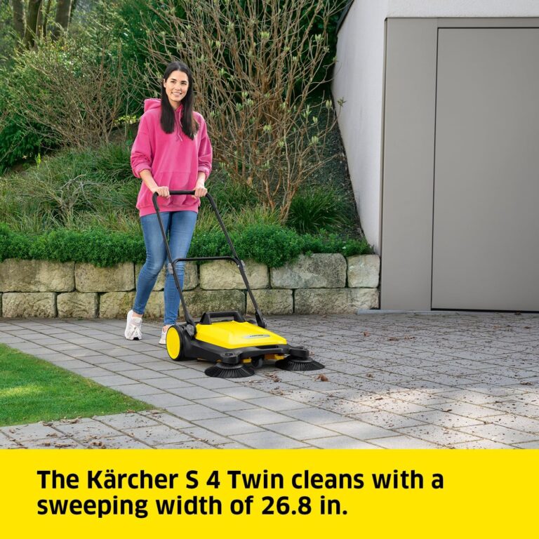 Kärcher - S 4 Twin Walk-Behind Outdoor Hand Push Sweeper - 5.25 Gallon Capacity - 26.8" Sweeping Width - Sweeps up to 26,000 ft²/Hour,Yellow - Image 7