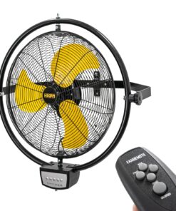 HiCFM 5000 CFM 20 inch Orbital Remote Control Wall Mounted Fan, 1/5HP Motor, Manual & Remote Operation, Timer, Oscillation & Tilting, 3 Speed, 9ft Power Cord Industrial and Commercial- UL Listed