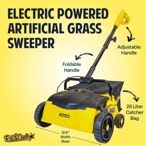 Artificial Turf Vacuum Sweeper by Roll & Comb, Corded Electric Lawn Rake for Artificial Grass, Cool Gardening Gift, 25 Liter Leaf Collector, Model 302e, 19.8lb. - Image 5