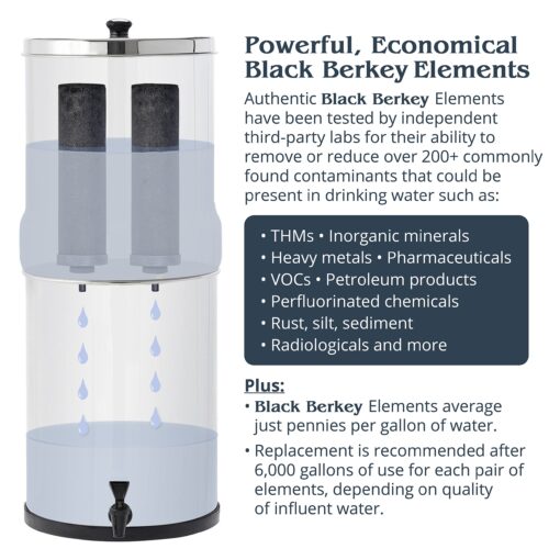 Travel Berkey Gravity-Fed Water Filter with 2 Black Berkey Elements–Enjoy Potable Water While Camping, RVing, Off-Grid, Emergencies, Every Day at Home - Image 2