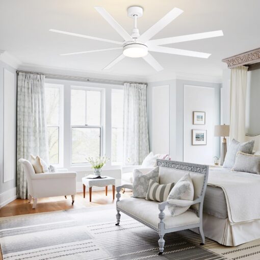 Breezary 65 Inch Ceiling Fan with Light and Remote, 8-Blade, Reversible DC Motor, 6-Speed, Timer, Industrial Ceiling Fans with Led Light Chandelier for Bedroom Office (White) - Image 5