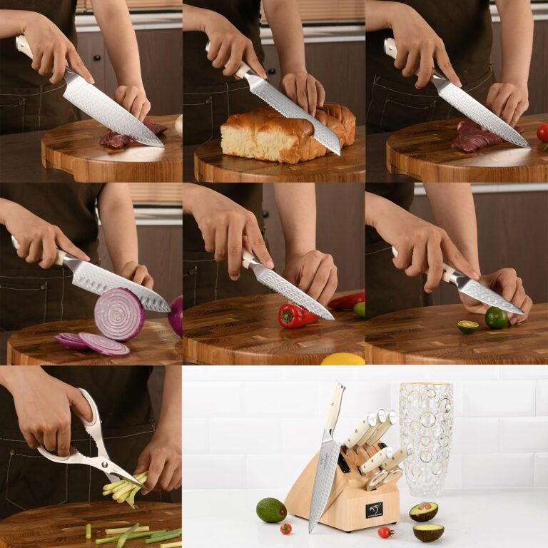 NANFANG BROTHERS Damascus Knife Sets, 10 Pieces for Kitchen with Block, Kitchen Knife Set with Block, ABS Ergonomic Handle for Chef Knife Set and Kitchen Shear - Image 5