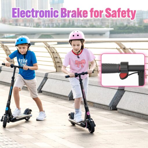 EVERCROSS EV06C Foldable Electric Scooter for Kids Ages 6-12, Up to 9.3 MPH & 5 Miles, LED Display, Colorful LED Lights, Lightweight (Black Pink) - Image 4