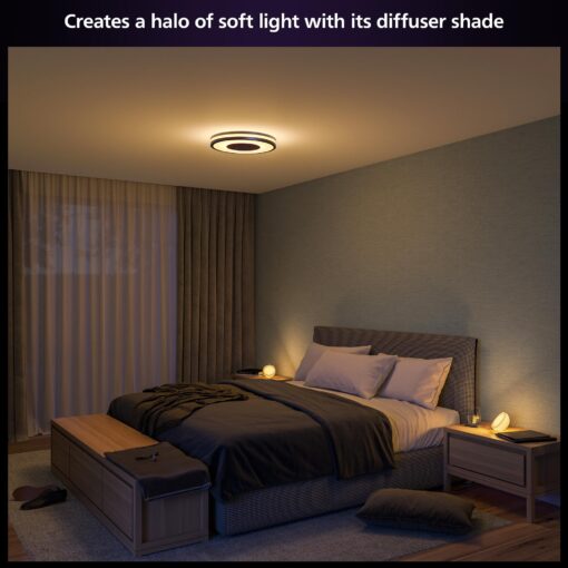 Philips Hue Being Ceiling Light, Black - White Ambiance Warm-to-Cool White Smart LED Light - 1 Pack - Control with Hue App - Compatible with Alexa, Google Assistant, and Apple Homekit - Image 5