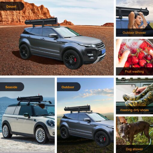 Pressurized Water Tank,Roof Rack Shower Solar Car Shower,7.9 Gal/30L,Roof Rack Water Tank Off-Road Vehicles,Pick-Up Trucks,SUV,Mounts to Roof Racks - Image 2