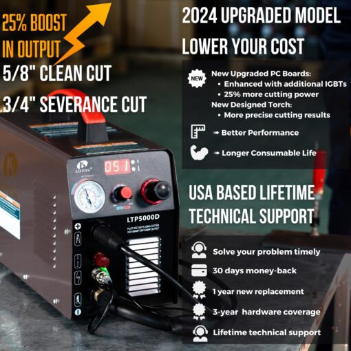 LOTOS LTP5000D Plasma Cutter, 2024 Upgraded 5/8" 16mm Clean Cut 3/4" 20mm Severance Cut 50A Non-Touch Pilot Arc Plasma Metal Cutter Machine, Plasma Cutting Equipment, Dual Voltage 120V or 240V, Brown - Image 9