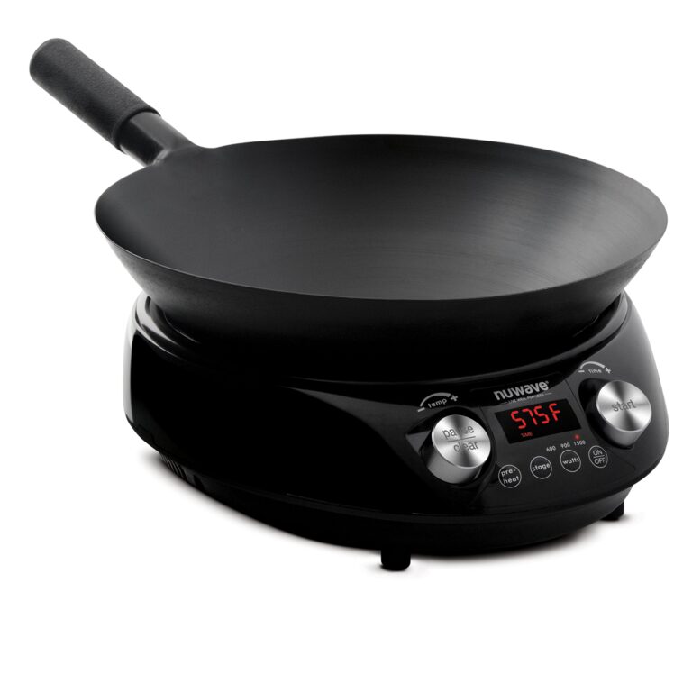 Nuwave Mosaic Induction Wok, Precise Temp Controls from 100°F to 575°F in 5°F, Wok Hei, Infuse Complex Charred Aroma & Flavor, 3 Watts 600,900 & 1500, Authentic 14-inch Carbon Steel Wok Included,Black - Image 6
