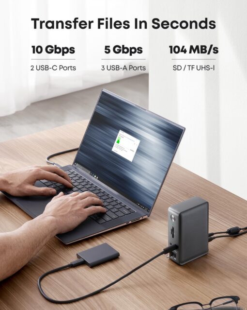 Anker Laptop Docking Station, 13-in-1 USB-C Docking Station, Triple Display with 2 x 4K HDMI and 1 x DP, 85W Charging for Laptop, 10 Gbps USB-C and 5 Gbps USB-A Data, Ethernet, Audio, SD - Image 4