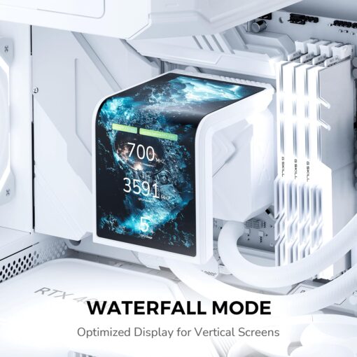 TRYX Panorama SE 360 ARGB White 360mm AIO Rotatable 6.5'' AMOLED Curved Screen 3D Anamorphic Effect Customizable AIO Cooler 360mm White Asetek Adela 280w TDP Intel LGA 1851/1700/1200/115X AMD AM5/AM4 - Image 5