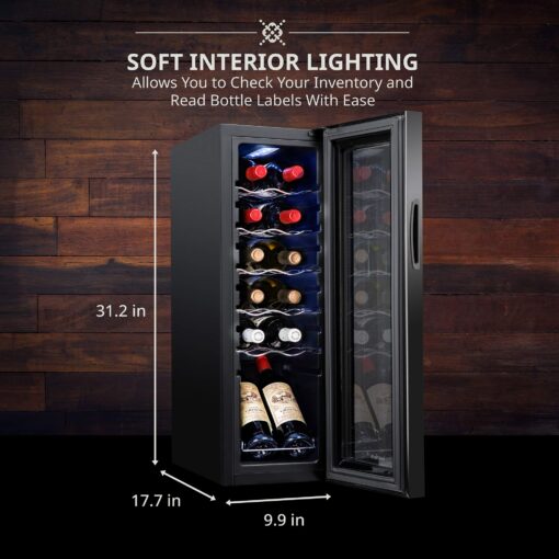 Ivation 12 Bottle Compressor Wine Cooler Refrigerator w/Lock, Large Freestanding Wine Cellar Fridge, 41f-64f Digital Temperature Control Glass Door Black - Image 7