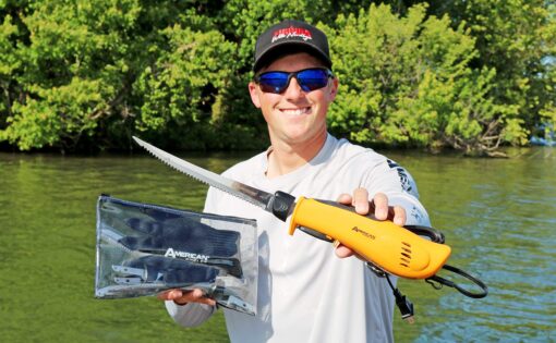 American Angler PRO Electric Fillet Knife Professional Grade Fisherman's Kit – Includes 5 Types of Stainless Steel Blades, Storage Pouch, and Protective Glove 32352DS - Image 2