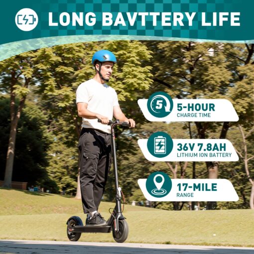 CYBERGOING Electric Scooter with 430W Peak Motor for Adults, 10" Shock Absorbing Tires, Up to 17-Mile Range & 19 MPH Speed Portable Folding Commuting E Scooter with Dual Breaking System - Image 7