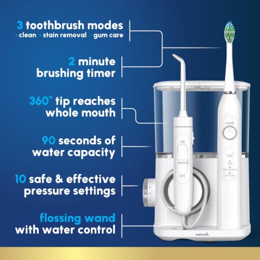 Waterpik Sensonic Complete Care Water Flosser and Rechargeable Electric Toothbrush Combo Set for Teeth Cleaning and Flossing, CC-04, White, Packaging May Vary - Image 6