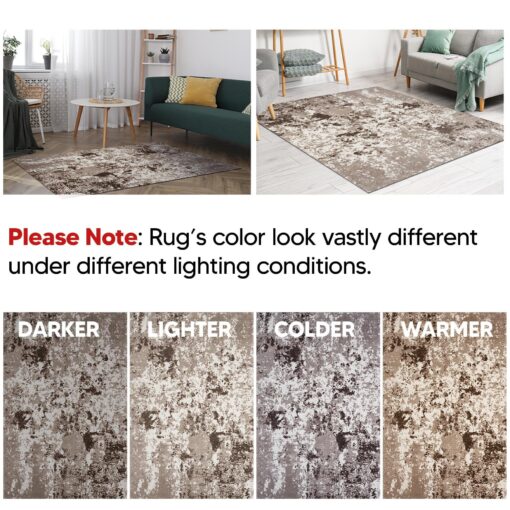 Keen Home Design Area Rugs - 8x10 Non-Shedding, Abstract Rugs for Kitchen, Living Room, Bedroom, Dining Room, Entryway - Size: 7'3" x 10'2", Multi - Image 3