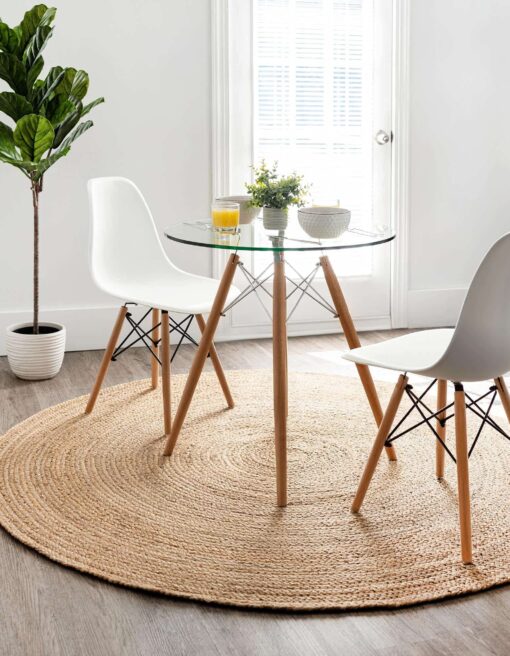 FRELISH DECOR Handwoven Jute Area Rug - 8 feet Round - Natural Yarn - Rustic Vintage Beige Braided Reversible Rug - Eco Friendly Rugs for Bedroom - Kitchen - Living Room - Farmhouse (8' Round) - Image 2