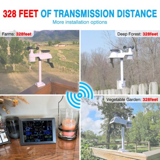 Sainlogic WiFi Weather Station, 8.3 inch Large Display Wireless Indoor Weather Stations with Rain Gauge and Wind Gauge,Weather Forecast,Wunderground - Image 4