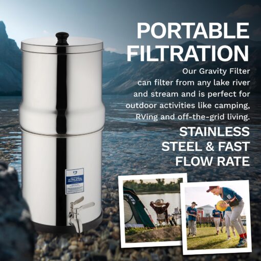 Survivor Filter Ultra Gravity Water Filter System - Stainless Steel Countertop Gravity Fed Water Filter with Stand, 2.25 Gallon, for Home and Outdoors - Removes Bacteria, Viruses, and Parasites - Image 6