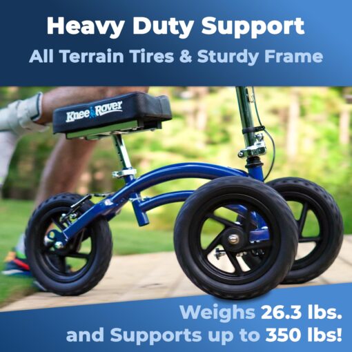 KneeRover Original Steerable All Terrain Knee Scooter for Adults for Foot Surgery Heavy Duty Knee Walker for Broken Ankle Foot Injuries - Leg Recovery Scooter Best Knee Crutch Alternative (Blue) - Image 2