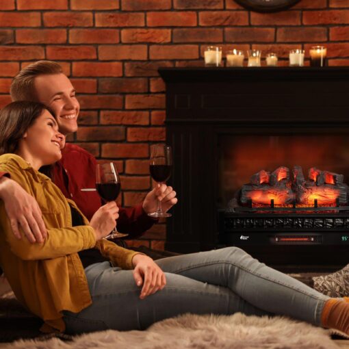 TURBRO Eternal Flame 30 in. WiFi Infrared Quartz Electric Fireplace Log Heater with Sound Crackling, Realistic Pinewood Logs, Adjustable Flame Colors, Remote Control, Thermostat, Timer, 1500W, Bronze - Image 3