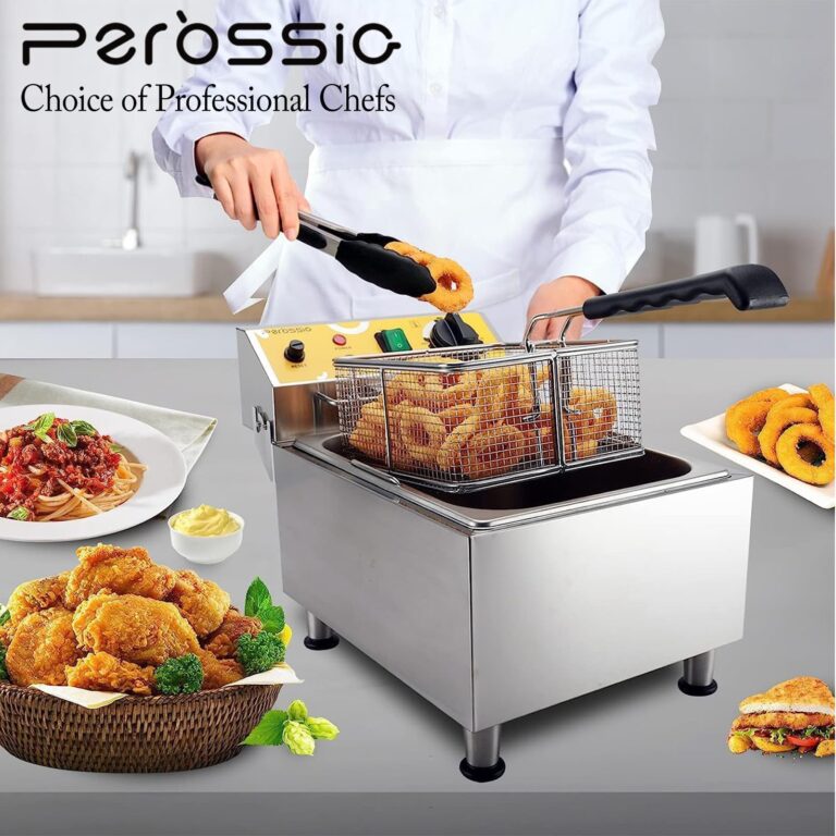Perossia Large Deep Fryer with Basket and Lid 10L(10.6Qt), 304SS Electric Deep Fryer for Home and Commercial, Countertop Deep Fryers, 1750W Fast Heating, 120V - Image 2