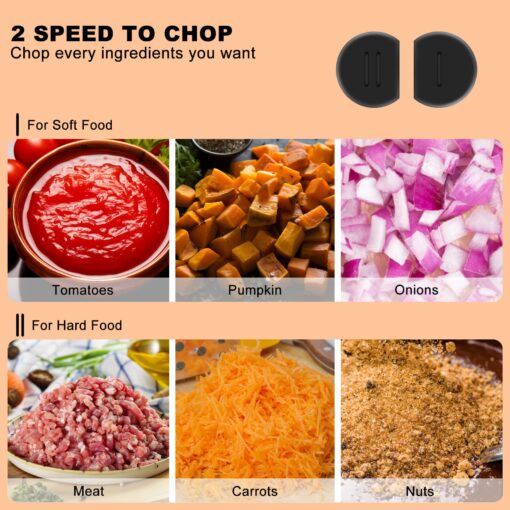 Vayepro 32 Cup Large Capacity Electric mixers, Electric Food Blenders with Stainless Steel Bowl, 2 Speed, 4 Bi-Level Bladesand Spatula, 8L 1200W Food Processors for Meat, Onion, Vegetables, Fruits - Image 6