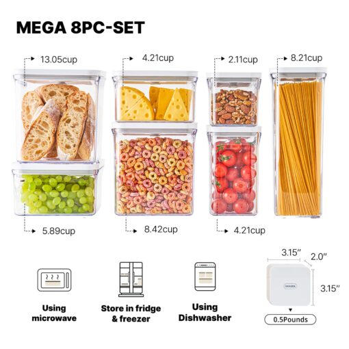 VAKUEN Premium Airtight Food Storage Containers Mega 8P/Set. Total 46.11cup, 7pcs Container and Vacuum Sealer. Smart One-Click Seal Lid, Patented Double Silicone Lining, 100% Leak Proof, BPA-FREE - Image 3