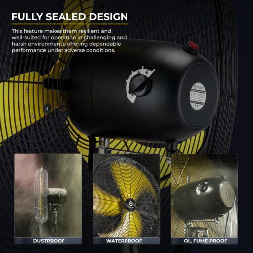 FUGOO 20'' Outdoor Oscillating Pedestal Fan With All Sealed Brushless DC Motor, 4-Speed Waterproof Outdoor Fan, Heavy Duty Industrial Floor Fans for House,Patios, Commercial, Garage, Warehouse - Image 3