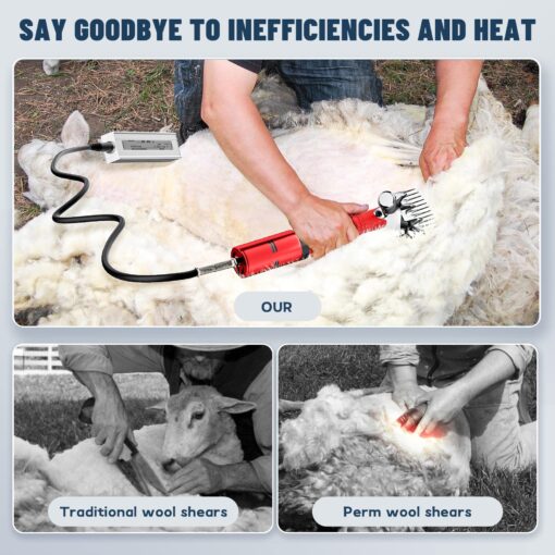 Dragro 1000W Electric Sheep Shears, Professional Sheep Clippers, Animal Grooming Clippers for Horse Alpacas Goats, Farm Livestock Shearing Machine-Grooming Kit Animal Hair Cutting - Image 3