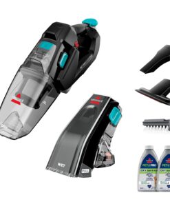 BISSELL Stain Eraser Duo, 2-in-1 Cordless Portable Deep Cleaner and Hand Vacuum with PET PRO OXY Spot & Stain Formula, 3705, Black