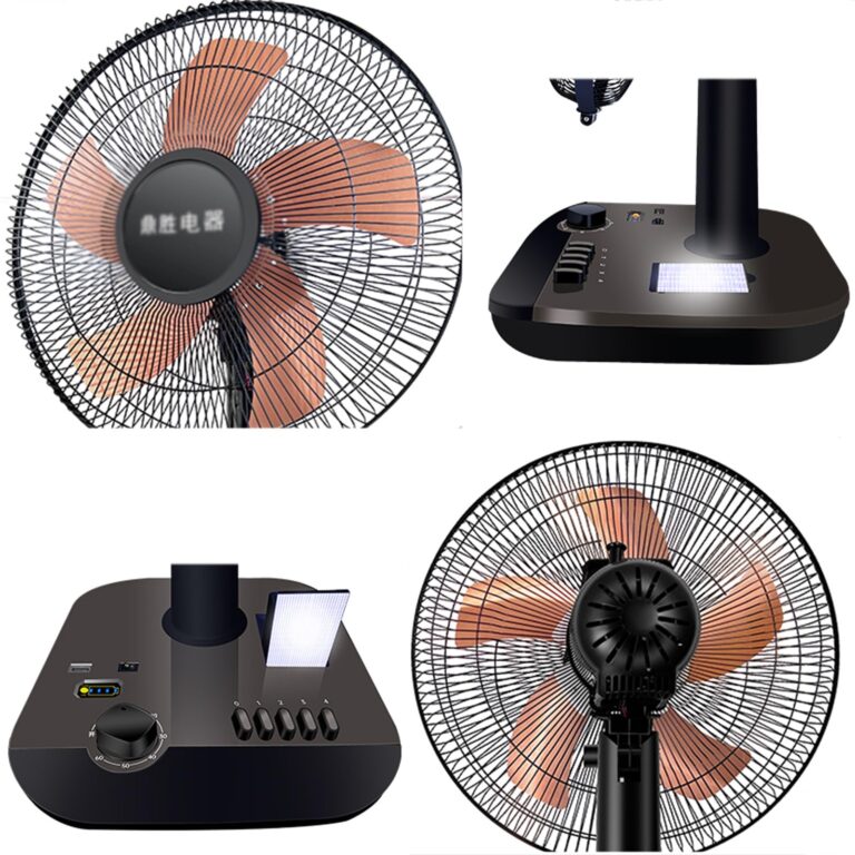 Gerrit 3-speed Adjustable Solar Fans Rechargeable Desktop Fan Outdoor Camping Photovoltaic Electric Fan Aluminium Alloy Fan Blades Multi Wide-angle Air Supply Reinforced Base (Size : 12V4600mAH) - Image 4