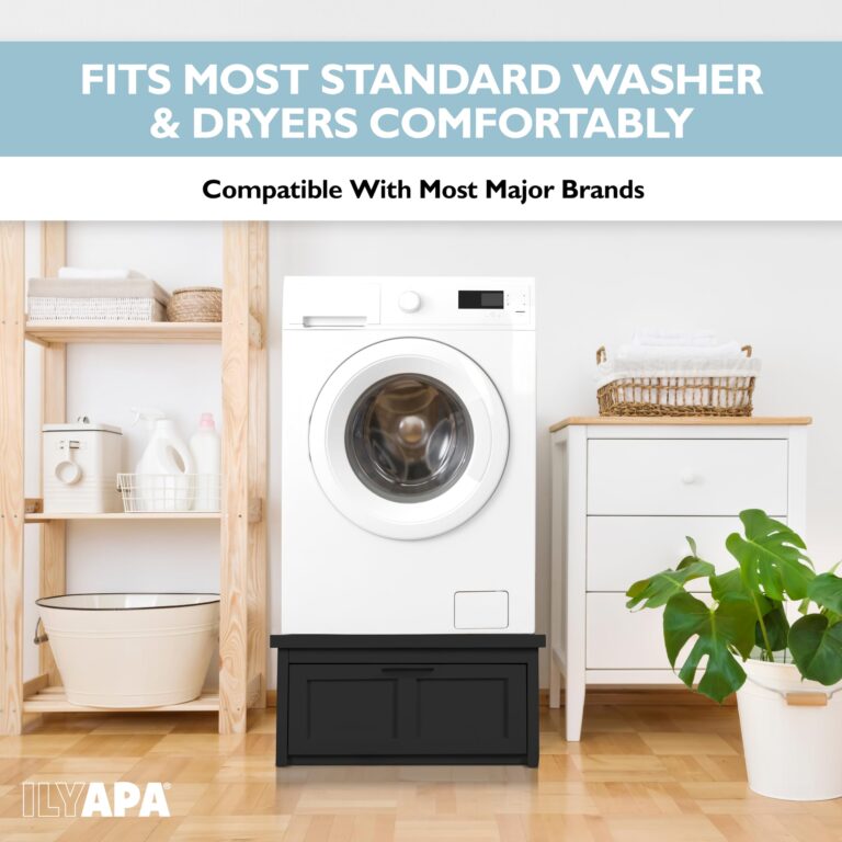 Ilyapa Washer and Dryer Stand - 28x28x16 in. Universal Laundry Pedestal, Washer and Dryer Pedestals with Drawer - Washing Machine Stand Base Compatible with Samsung, LG, GE, Maytag - Image 2