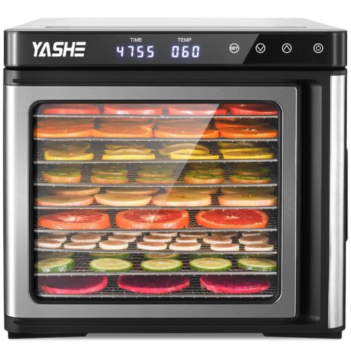 YASHE Food Dehydrator Machine, 9-Tray Stainless Steel Jerky Dehydrator, 1000W Food Dryer with Adjustable Timer & Temperature, Recipes Included for Meat, Fruits, and Herbs - Image 2