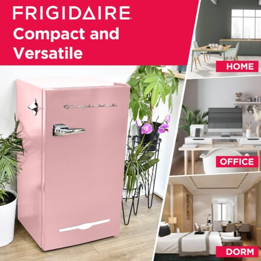 Frigidaire EFR376 Retro Bar Fridge Refrigerator with Side Bottle Opener, 3.2 cu. Ft, Pink/Coral - Image 9