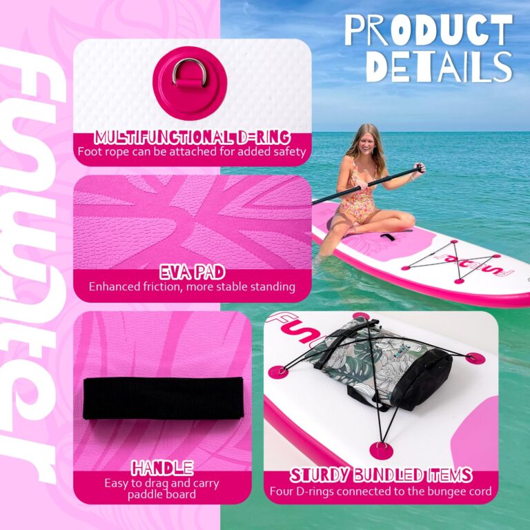 FunWater 10'6×33"×6" Inflatable Stand Up Paddle Board with Premium SUP Paddleboard Accessories,Adults & Youth for All Skill Levels, Included with Board, Paddle, Pump, Three Fins, Backpack - Image 6