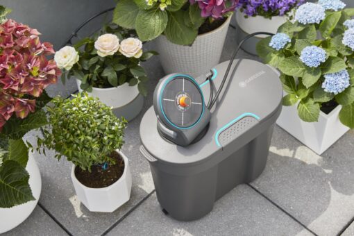 GARDENA (13301) Solar-Powered AquaBloom Irrigation Set with Water Tank: Solar-Powered Irrigation Set to Water up to 20 Potted Plants, Control w/ 14 Irrigation Programs - Image 9